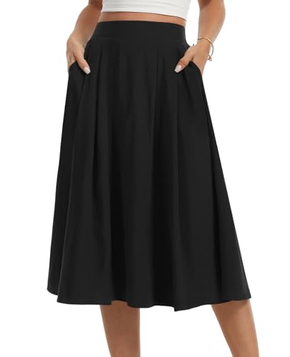 Kinnette Women's Midi Flowy Skirts Summer A-Line High...