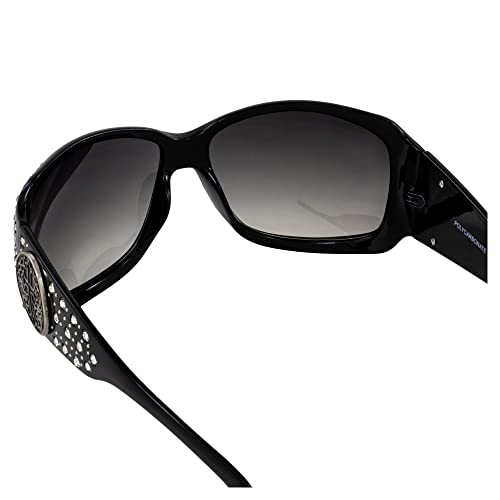 Rodeo Queen 2 Pairs of Fashion Riding Sunglasses for Women Black Frame w/Metal Cross Accent Piece Bling Rhinestones & Smoke Gradient Lenses4