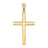14K Yellow Gold High Polish Finish Plain Cross Pendant