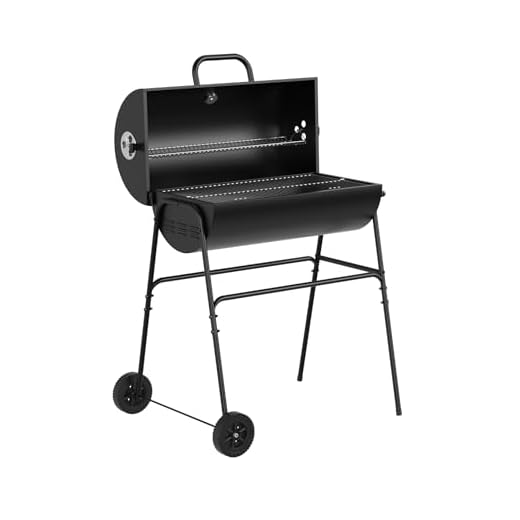 House Of Home XL Barrel Charcoal BBQ Grill – Large Black Smoker with Thermometer, Wheels, Ash Catcher & Side Vents – Portable Garden Coal Barbecue for Outdoor Cooking