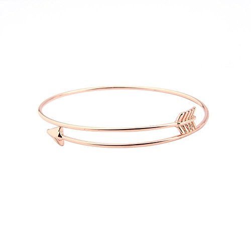 Skinny bow and arrow bangle adjustable cuff bracelet (rose gold)