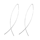 YUNXI Upside Down Hoop Earrings Stainless Steel Curved Threader Earrings for Women Lightweight Drop...