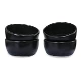 roro Stylish Ceramic Stoneware Hand-Molded Matte Black Sauce and Condiment Bowls, Set of 4 - Perfect