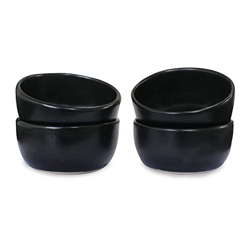 Roro Stylish Ceramic Stoneware Hand-Molded Matte Black Sauce And Condiment Bowls, Set Of 4 - Perfect For Sauces, Dips, And More #TOP10