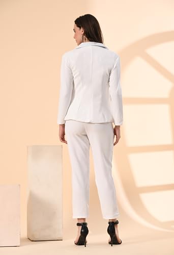 Image of Women's 3-Piece Suit Set | Solid Cotton Blend Blazer, Trousers & Camisole Top | Professional Office & Business Wear Outfit