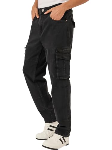 Image of Styli Men Overdyed Cargo Pants Black