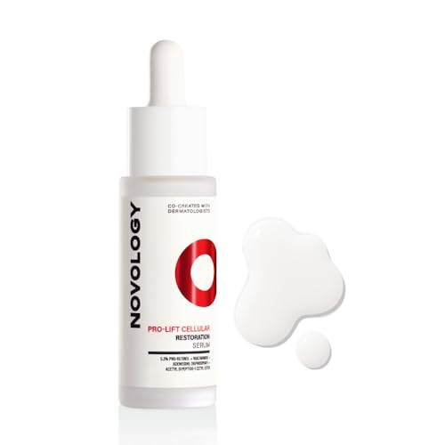 Image of Novology Pro-Lift Cellular Restoration Anti-Ageing Serum with 5.3% Pro Retinol + Adenosine Triphosphate + Peptides| For Firmer Skin, Reduces Fine Lines & Wrinkles| 28 ML