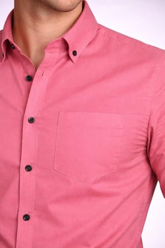Image of Men's Slim Fit Long Sleeve Button-Down Shirt, Casual Formal Style with Chest Pocket