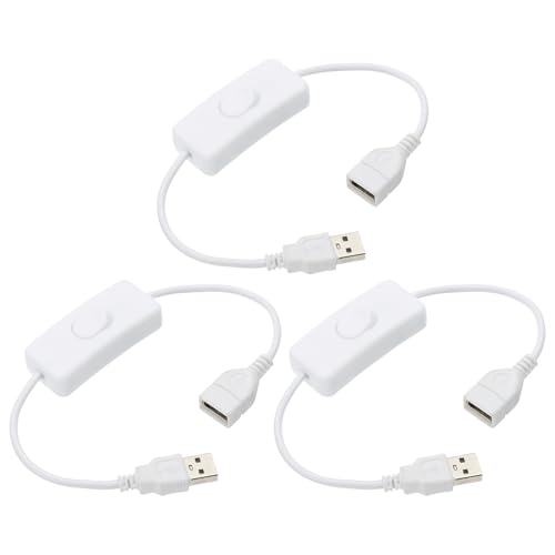 QUARKZMAN Cable alargador USB con interruptor basculante de encendido/apagado, 0,28 m, conector USB macho a hembra, cable de extensión para lámpara de escritorio, ventilador, tira de luz LED, color