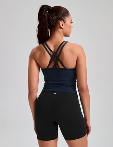 Image of HeyNuts Longline Zeal Bras Medium Impact Wirefree Sports Bras Workout Crop Tank Tops with Removable Pads, A-D Cups