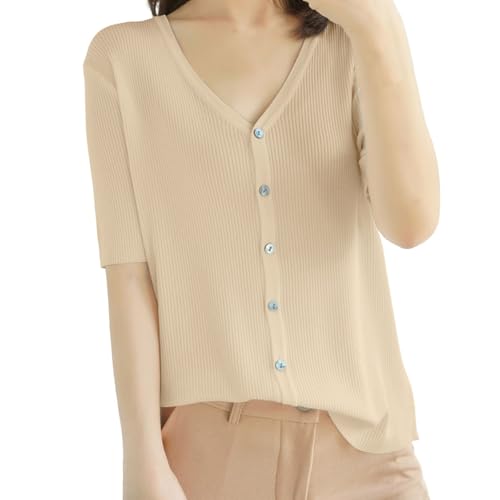 Cardigan elegante de mujer estilo suéter de punto corto color verde puro