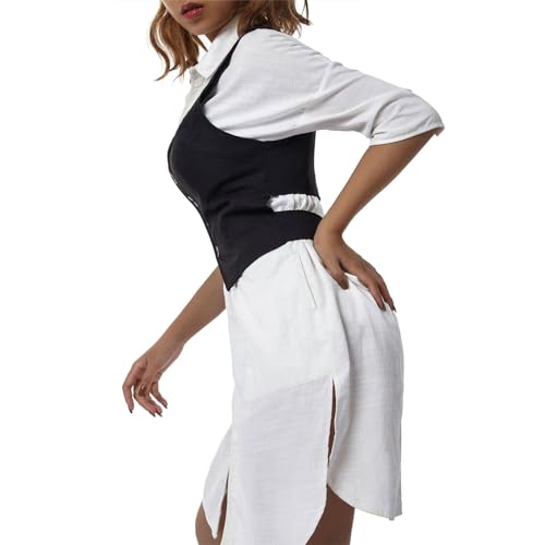 Women Dressy Suit Vest Sleeveless Button Down Versatile Waistcoat Vintage Racerback Tuxedo Suit Waistcoat Streetwear2
