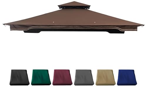 Replacement Gazebo Cover Compatible with SUNJOY 10 x 12 Regency II Patio Gazebo L-GZ798PST A111014400 (11X13 Ft) A101004104 A101004105 A111002001 (Brown)