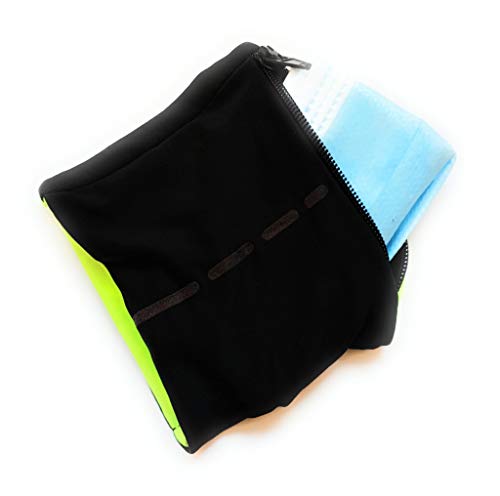 Muñequera Porta Mascarillas, para Mantenerla Limpia e Higiénica, mientras haces deporte, bicicleta, correr. (Negro y Amarillo)