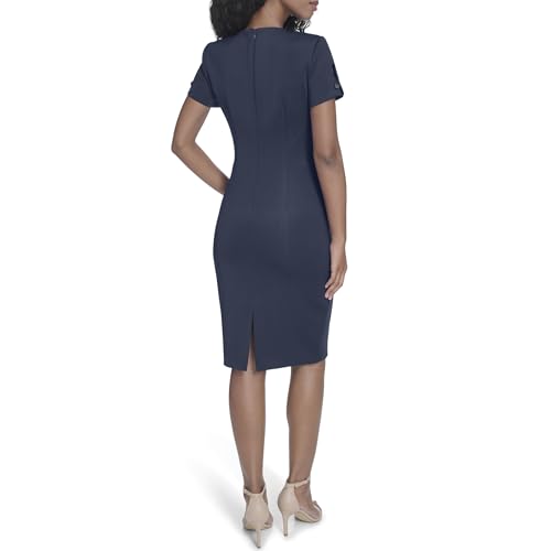 Image of Calvin Klein Short Sleeved Seamed Sheath Dress