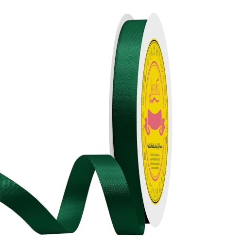 Image of Double Face Spruce Green Satin Ribbon 1 /2 inch X 50 Yards Polyester Spruce Green Ribbon for Gift Wrapping Very Suitable for Weddings Party Invitation Decorations and More
