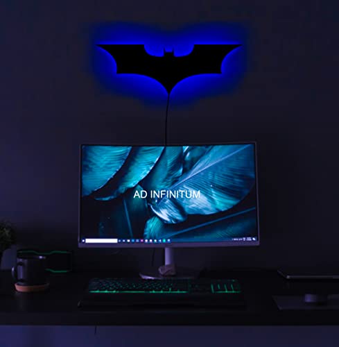 Image of AD INFINITUM LED Wall Lamp, Comic Lover, Bat Cave, Night Lamp, for Gift, Kids Room, Gaming Setup, Gaming Room, Man Cave (Dark Knight Blue)