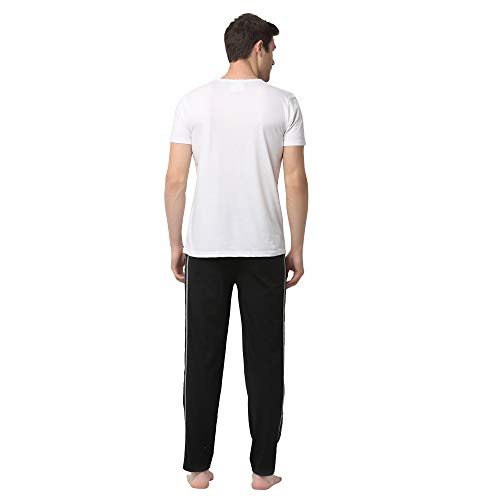 Image of Mack Jonney Cotton Blend Night Suit Co-ord Set for Men with V-Neck Half Sleeve T-Shirt and Track Pant-VJ-MNS-TTP-GROUP14