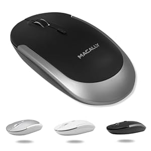 Macally Mouse inalámbrico Bluetooth para Mac, MacBook Pro/Air, iPad, laptop y PC, clic silencioso y cómodo mouse inalámbrico Apple – Gris espacial