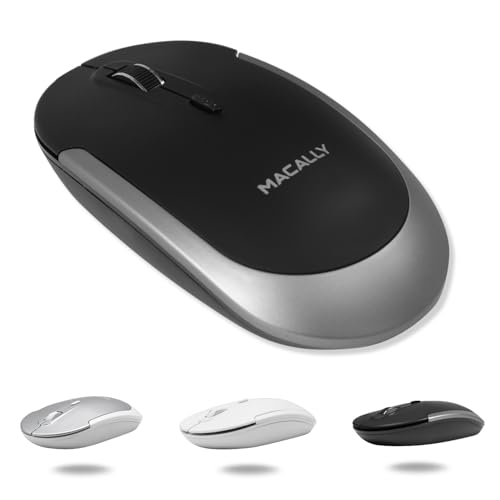 Macally Wireless Bluetooth Mouse for Mac, MacBook Pro/Air, iPad, Laptop, and PC - Quiet Click and Comfortable Apple Wireless Mouse - Space Gray