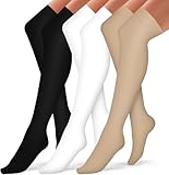Bluemaple Thigh High Compression Socks for Women and Men Circulation(3 Pairs) Over the Knee-Best Support for Running,Travel