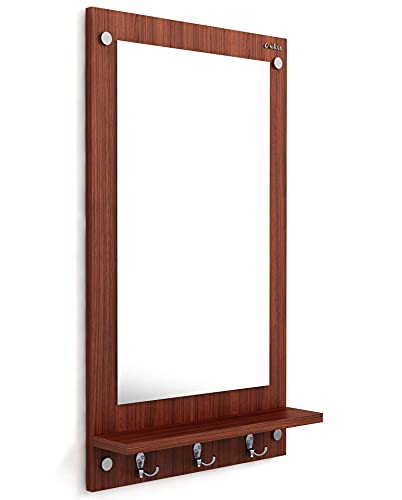 Image of Anikaa Kia Engineered Wood Dressing Wall Mirrors /Wall Hanging Dressing Mirrors /Decorative Wall Mirror /Dressing Table for Bed Room /Wall Mounted Dressing Mirror for Living Room (Walnut)
