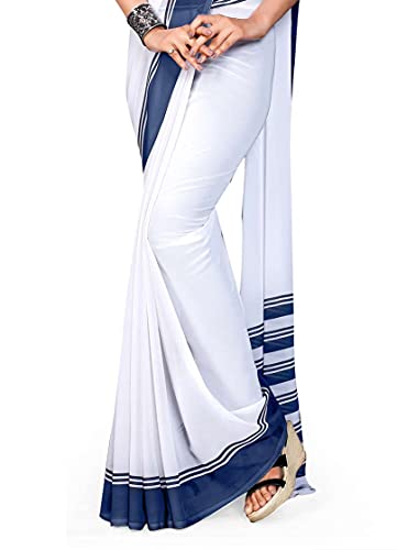 Image of Uniform Sarees Corp Women's Polyester, Cotton Saree With Blouse Piece