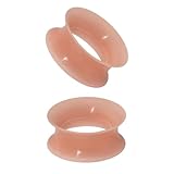 XIMAX 2PCS Ultra Thin Silicone Double Flared Flesh Skin Tone Ear Gauges Tunnel Plugs Soft and Smooth Skin Silicone Stretchers Expander for Women Men 8G-1' 3-25mm