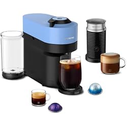 Nespresso Vertuo Pop+ Coffee Machine with Milk Frother, Pacific Blue | Coffee and espresso maker by De'Longhi with compact design. Aeroccino3 frother bundle for hot or cold foam drinks at home.