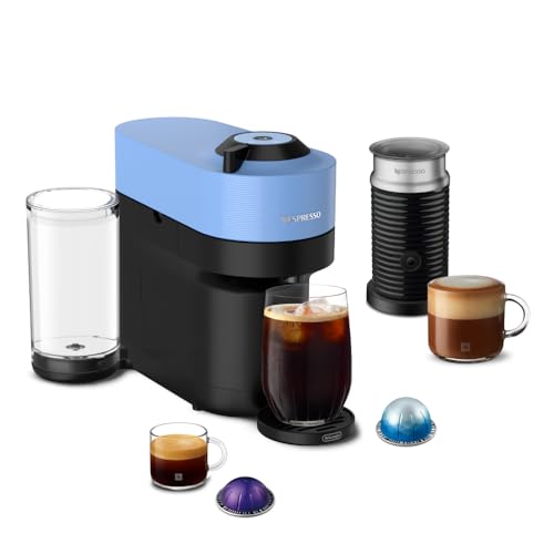 Nespresso Vertuo Pop+ - Máquina de café y espresso de De'Longhi con espumador de leche Aeroccino, azul pacífico
