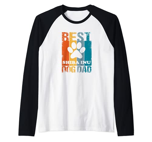 Best Shiba Inu Dad Funny Retro Vintage Dogs Owner Lovers Camiseta Manga Raglan