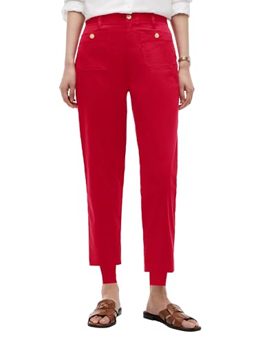 Image of Tommy Hilfiger Women's Twill Straight Chino Pants with Stretch Mid Rise Ankle Pants