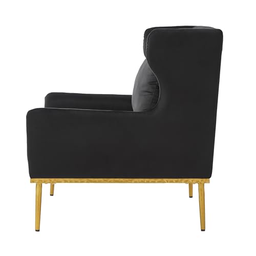 Sillón Curvo Terciopelo Plegable Negro miniatura 6