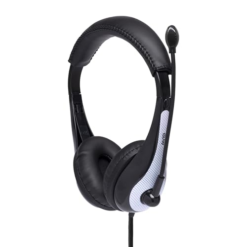 Avid Products AE-36 Headset in White with Adjustable Boom Microphone for School, Classroom, Education, Testing and Assessment (25 Pack)