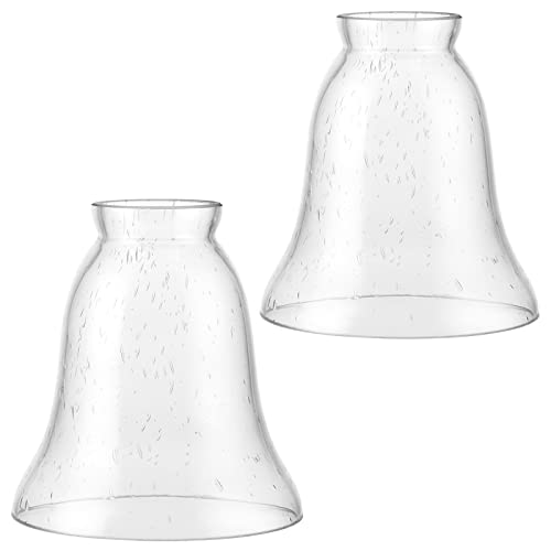 Image of Skelang 2 Pcs Ceiling Fan Light Shade, Lip Lamp shade, Bell Shape Light Fixture Globes Replacement, Seeded