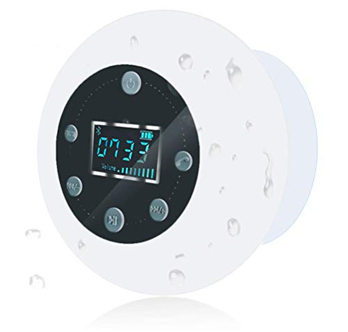 Altavoz de Ducha Impermeable Inalmbrico Bluetooth 5.0, Altavoces S602 con Ventosa, Pantalla de Reloj LCD, Tarjeta TF Jugando, 10 Horas de Tiempo de Jugar, Llamadas Manos Libres para iPhone Samsung