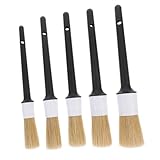 MOLUCKFU 5個 猪毛ディテールブラシ 剛毛クリーニングブラシ 丸頭 壁ペイント 車のクリーニング バーベキュークリーニング 木毛クリーニング