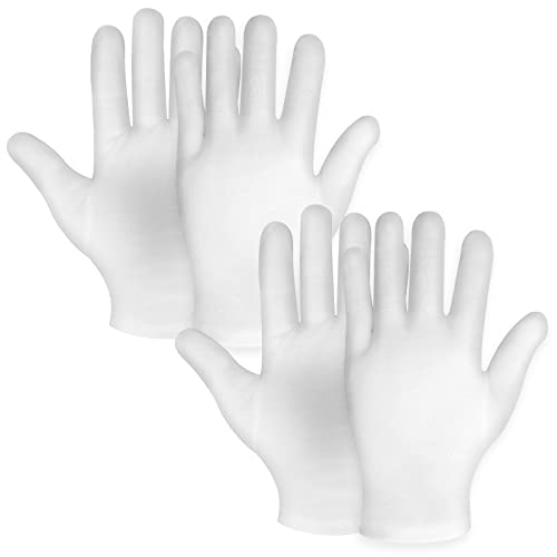 Sibba 2 Pairs Moisturizing Gloves White Cotton Gloves Overnight Bedtime Heal Eczema Sleeping Lotion Hand Spa Treatment Gloves Repair Rough Cracked Dry Chapped Hands Skin #TOP24