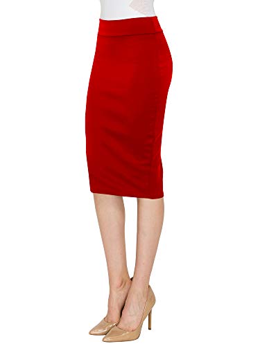 Mbj Wb700 Womens Scuba Midi Skirt L Red #TOP4