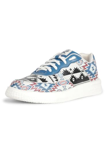 Image of Liberty Leap7x MJH-M04 Printed Sneakers for Men with PVC Upper | EVA Sole Casual Shoes with Lacing | Comfortable Footbed | Memory Foam Insole | Lightweight, Stylish & Modern (White)