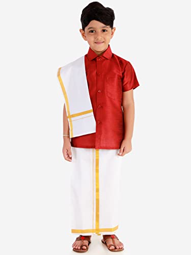 Image of VASTRAMAY Boy's Silk Blend Regular Fit Shirt