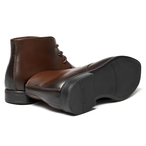 Image of Holy dove Mens Lightweight Dress Boots Leather Oxford Ankle Boots | Full-grain leather Upper,Non-Slip Rubber Sole,Ankle-high Lightweight Business formal Style