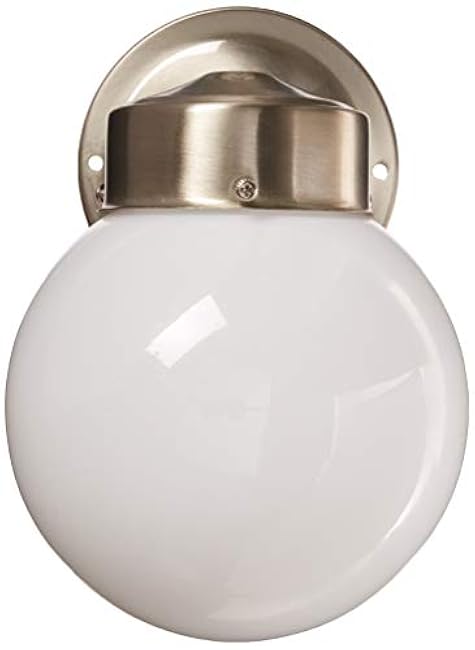Nuvo SF76/705 Porch Wall Fixture with Globe, Brushed Nickel, Polished Brass