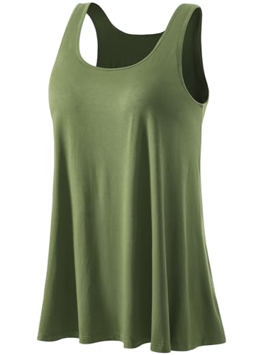 Image of Rosyline Tank Top for Women with Built in Bra Flowy Swing Undershirt Tank Tops S-4XL
