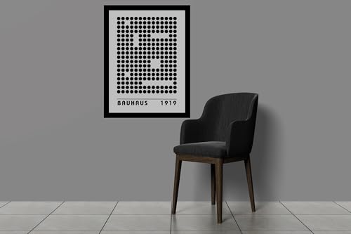 Image of BLINKART Vintage Bauhaus Retro Geometric Aesthetic Poster Gallery | Colorful Wrap Framed For Home Office Studio Living Room Modern Art Studio Decoration Abstract Shapes | (d95) | 13x10 Inch