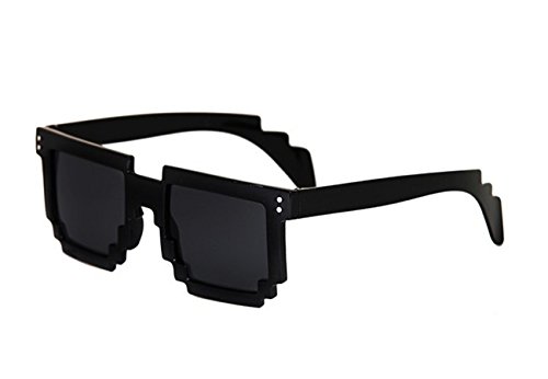 Chezi 5dpi Pixel Shape Studded Nerd Funny Square Sunglasses