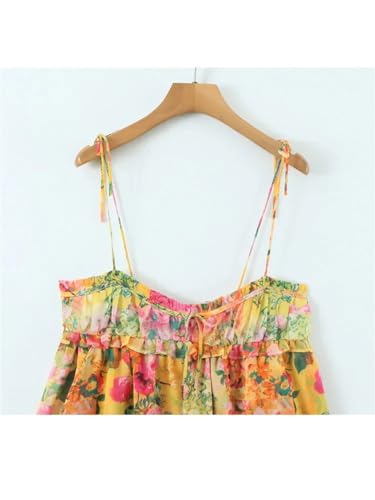 Women Corset Flower Print Spaghetti Strap Mini Dress Backless Skater Holiday Robe Slip Dress2