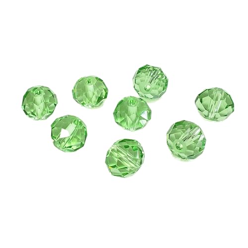 Image of 10mm Rondelle Peridot Glass Beads for Jewelry Making, 200pcs Faceted Briolette Crytal Spacer Beads for Bracelet Necklace Earring