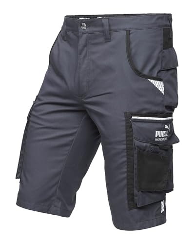 Preisvergleich Produktbild PUMA Workwear Precision X - Kurze Arbeitshose Herren - Robuste & Flexible Arbeitsshorts - Viele Taschen und Bequeme Passform - Ideal für Handwerk Heimwerk und Baugewerbe - Anthrazit / Schwarz - Gr. 62