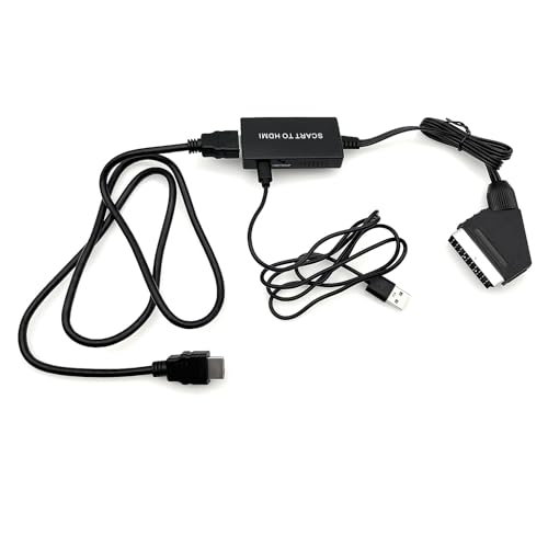 JZK Convertidor de euroconector a HDMI con cable HDMI, Full HD 720P/1080P, convertidor de audio de vídeo para proyector de monitor HDTV, entrada euroconector HDMI, salida HDMI, adaptador de audio de